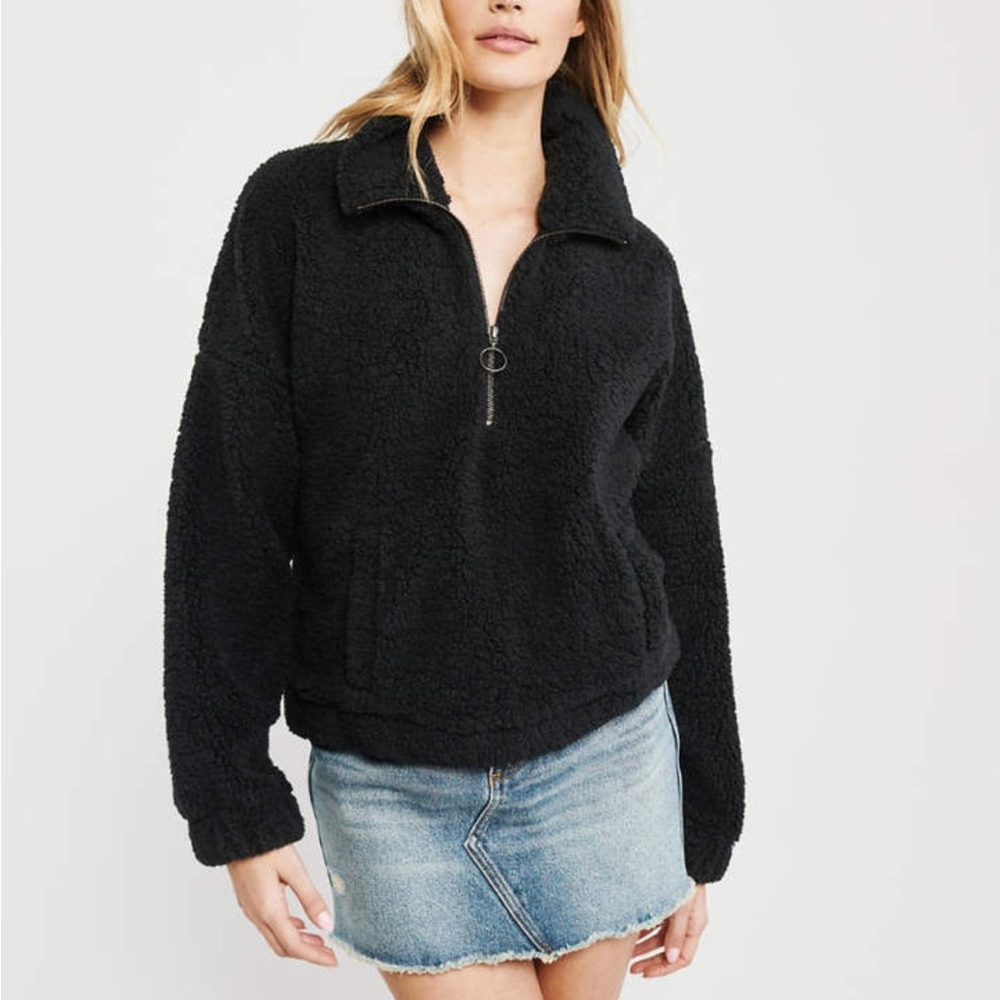 Abercrombie & Fitch Half Zip Cropped Sherpa Women’s Medium